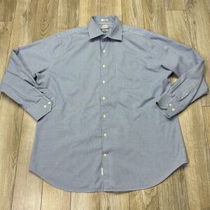 peter millar‎ nanoluxe shirt mens 17.5 long blue check long sleeve